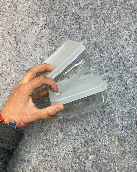 Square Glass Food Storage Containers with Lids, Set of 2