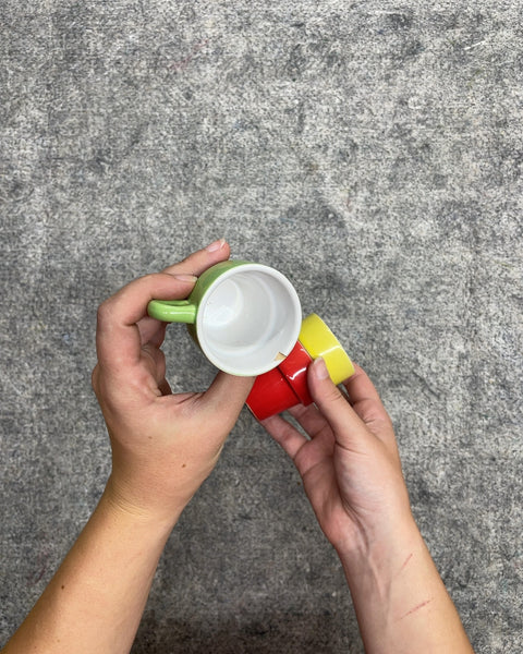 Multicolor Ceramic Stackable Espresso Cups, Set of 3