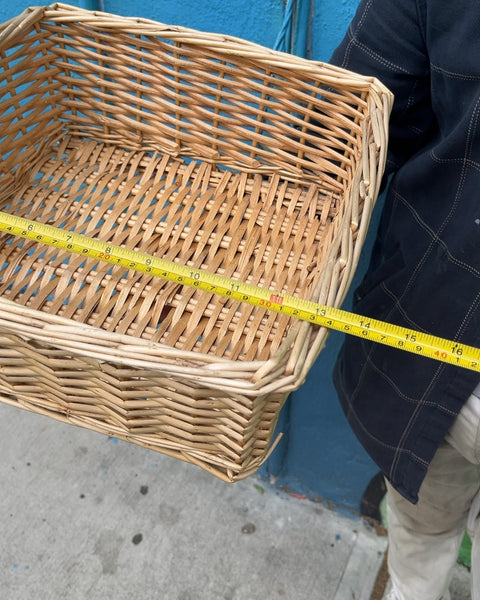 Square Woven Wicker Basket, 13x13"