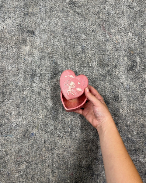 Pink Heart Shaped Ceramic Trinket Box