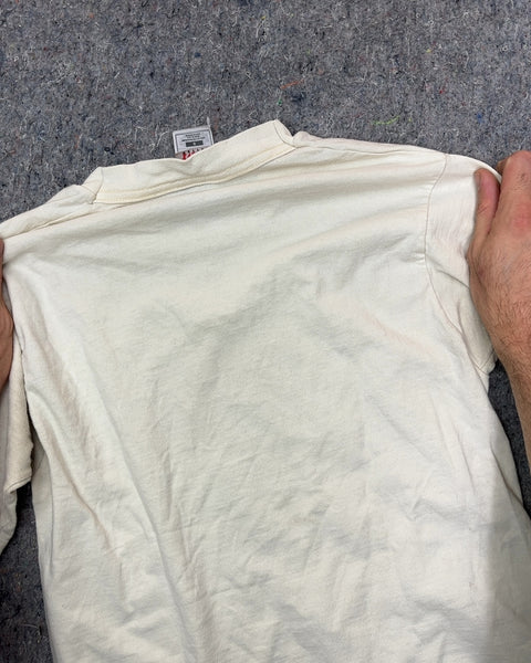 White Graphic T-Shirt Of A Deep Discussion Between 2 Birds, Size S