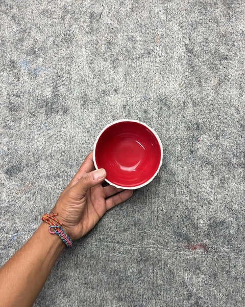 Red and White Textured Bowl