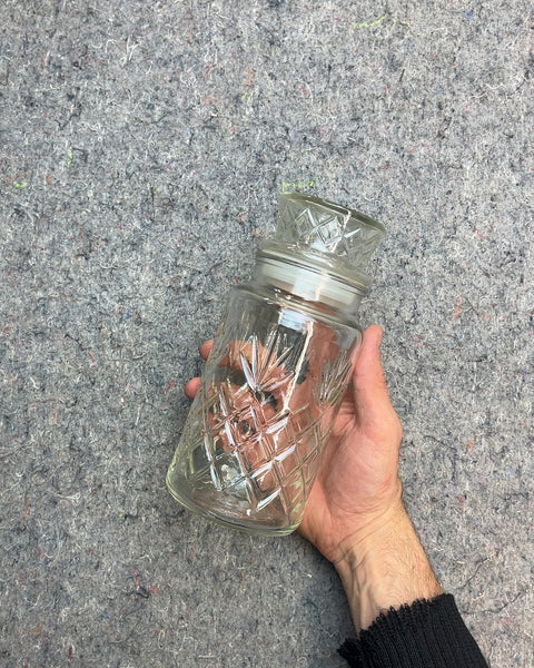 Clear Glass Jar with Diamond Pattern