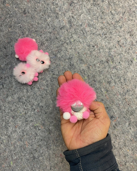 Fuzzy Pom Pom Clip On Toy, Set of 4
