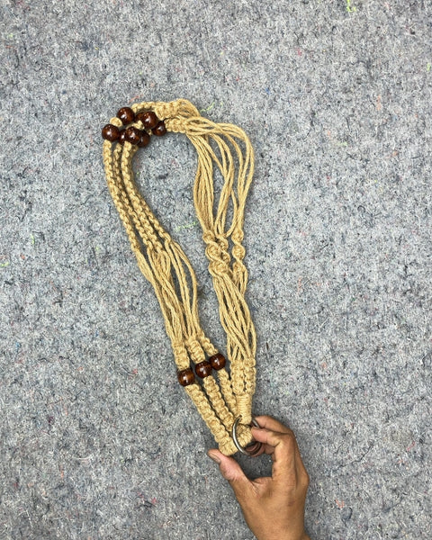 Macrame Plant Hanger with Wood Beads, 16"