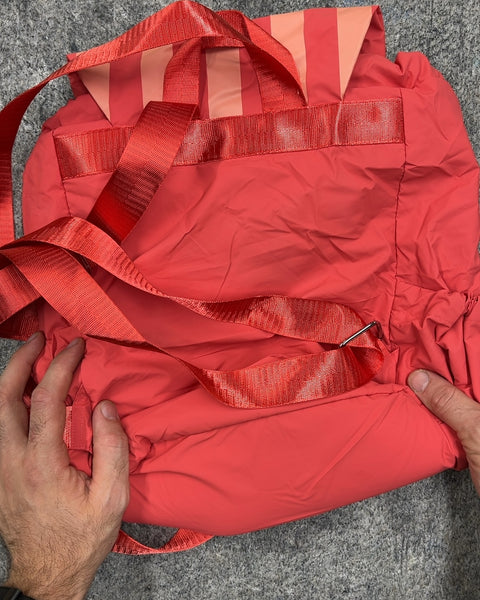 Peach & Lily Red Striped Drawstring Backpack