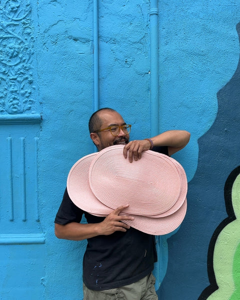 8 More Pink Oval Placemats, L17"
