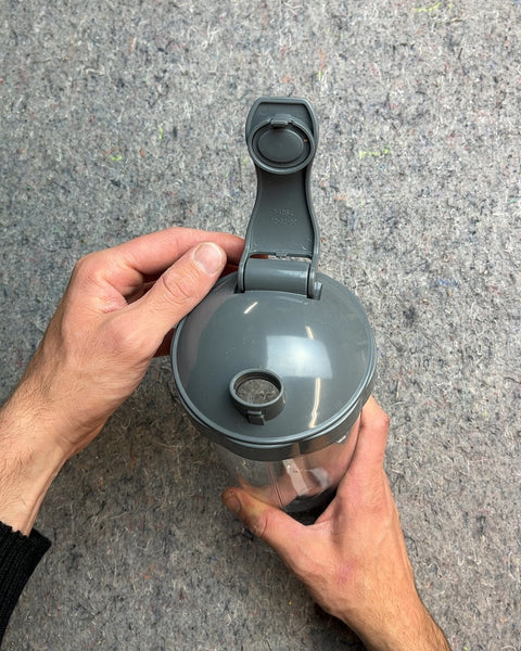 Clear Plastic Shaker Bottle with Grey Lid