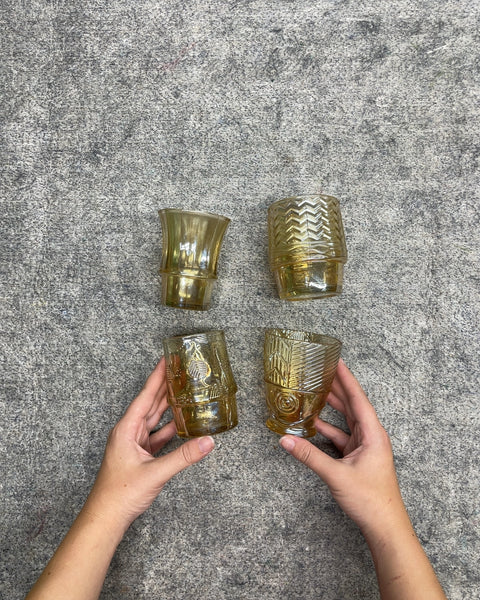 Amber Glass Fish Stacking Drinking Glasses, Set of 4