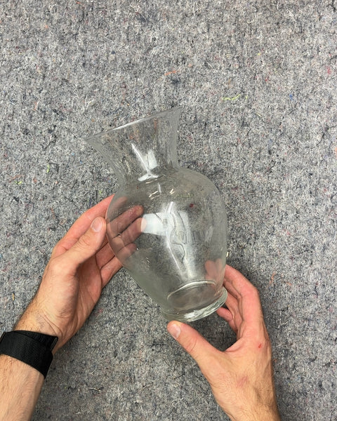 Clear Glass Flower Vase, H8"