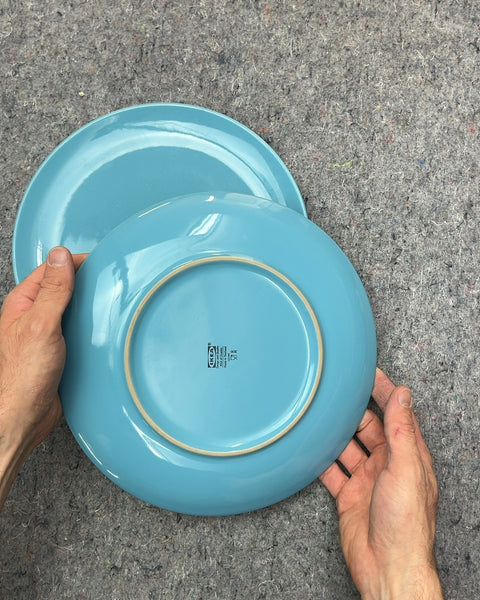 Two IKEA FÄRGKLAR Blue Dinner Plates