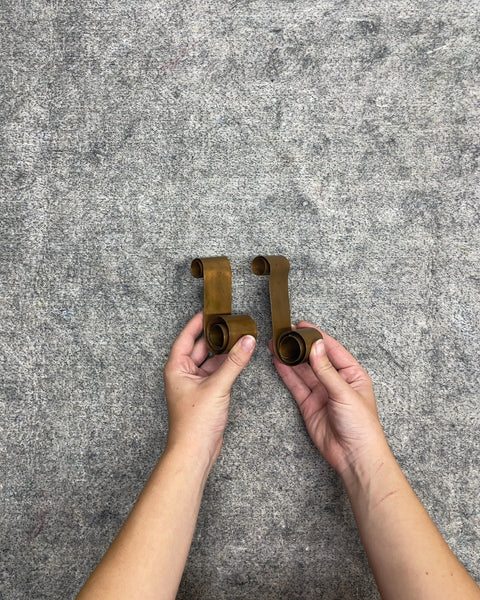 Vintage Brass Ribbon Scroll Taper Candle Holders, Pair