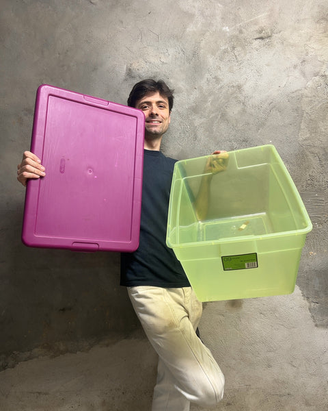 Sterilite 56 Quart Plastic Storage Box with Purple Lid