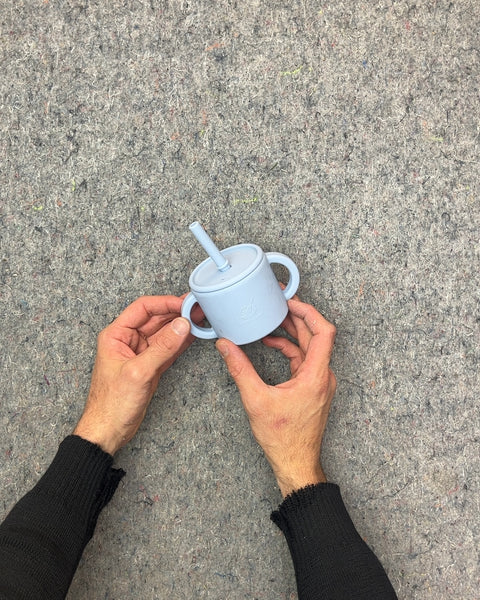 Light Blue Silicone Sippy Cup with Handles