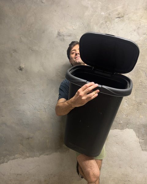 Rubbermaid Black Flip Top Trash Can, H24"