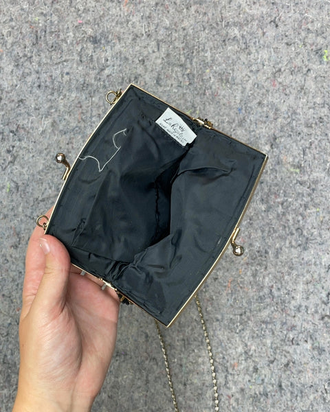 Black and Gold Beaded Clutch Bag