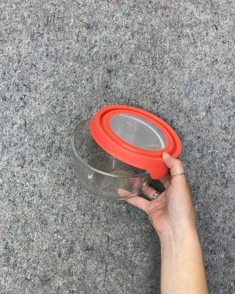 Anchor Hocking Glass Food Storage Container with Red Lid