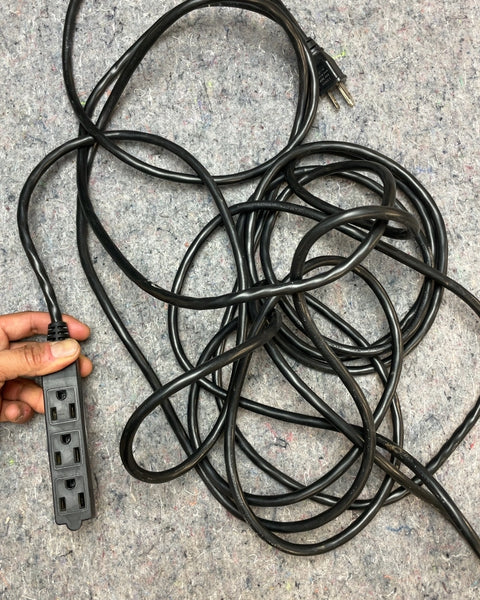 Longass Black Extension Cord, 3-Outlet