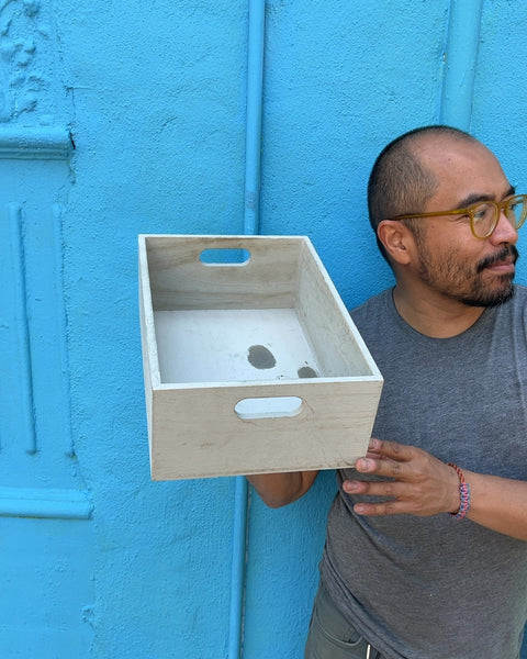 Wooden Storage Box with Handles, 9.5x13"