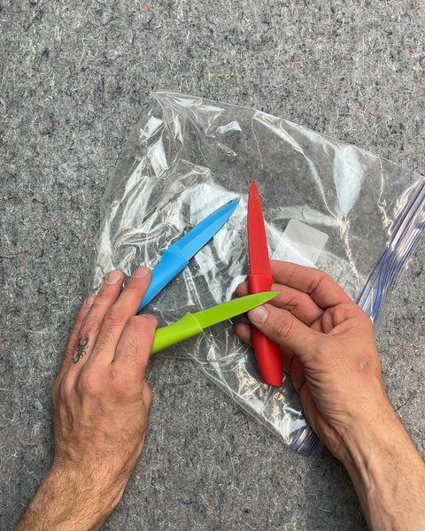 Three Colored Kitchen Knives