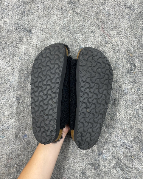Papillio Black Shearling Slippers, Size EU 40