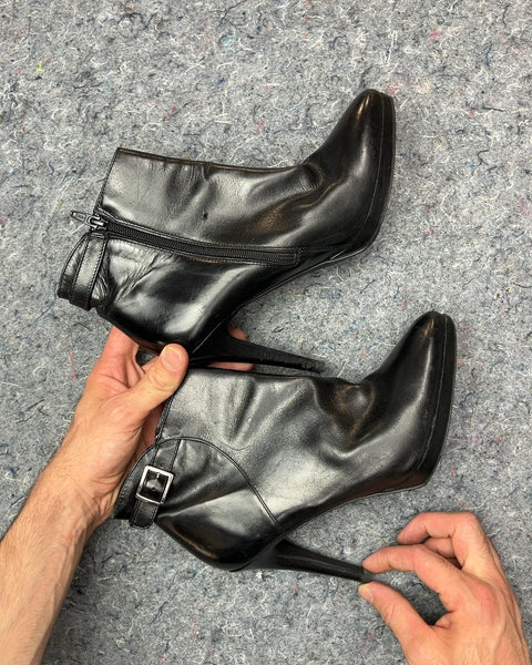 Minelli Black Leather Ankle Boots, Size EU 39