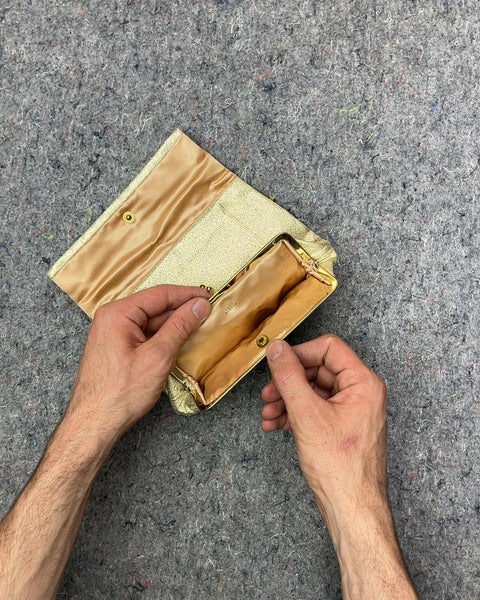 Vintage Lady Burton Gold Glitter Clutch Wallet