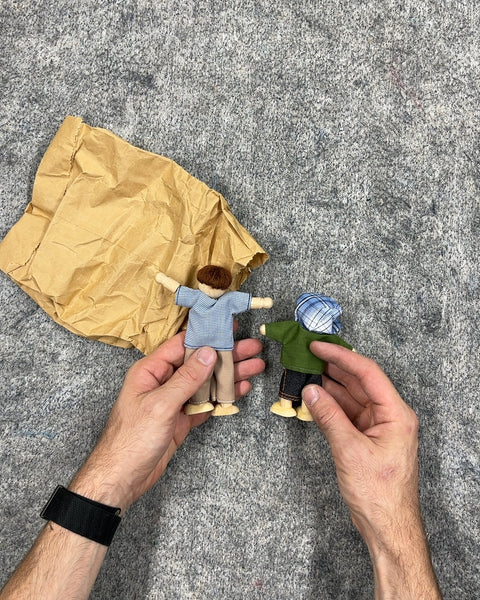 Two Small Wooden Dollhouse Figures