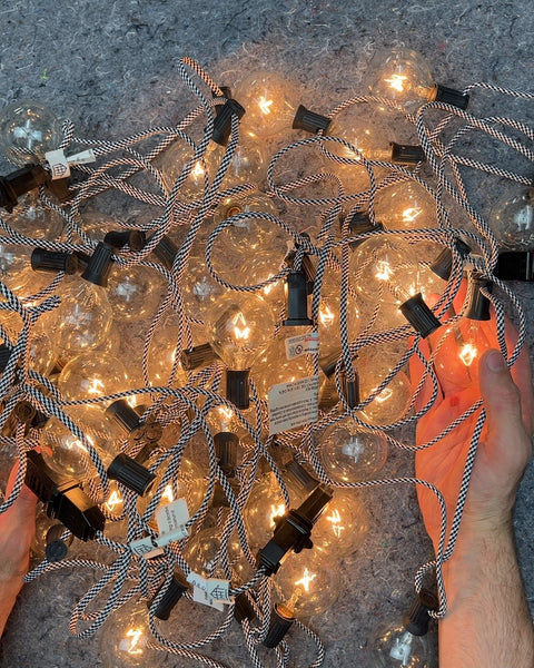 Bunch Of Outdoor String Lights with Clear Bulbs