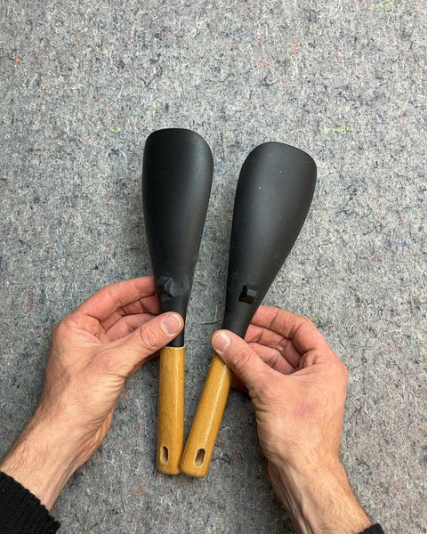 Pair of Black Silicon Scoops with Wood Handles