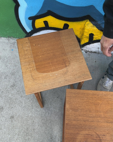 Mid-Century Danish Teak Nesting Tables Designed by Kai Kristiansen, 16x16x16"