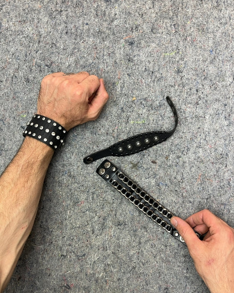 Black Studded Leather Bracelets