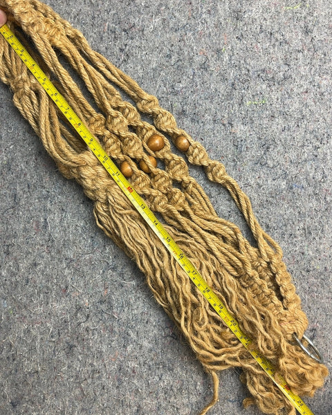Long Macrame Plant Hanger with Wooden Beads, 50"
