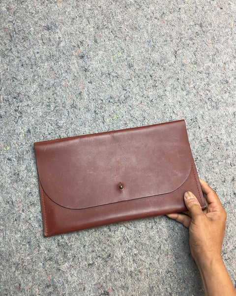 Libby Lane Brown Leather Envelope Clutch