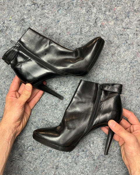 Minelli Black Leather Ankle Boots, Size EU 39
