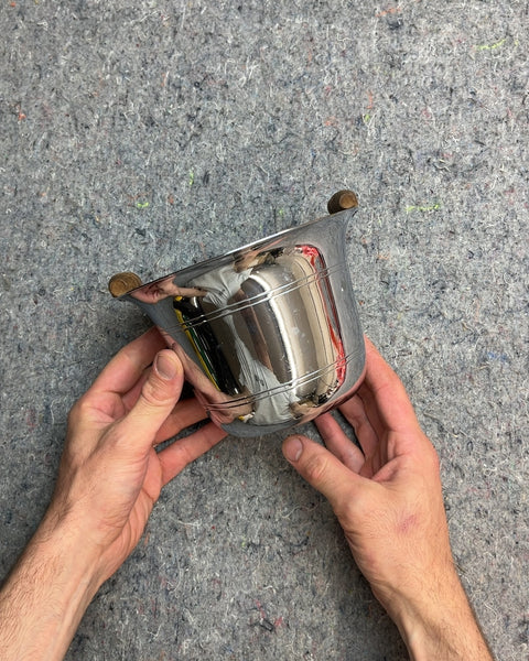 Silver Ice Bucket with Wood Handles