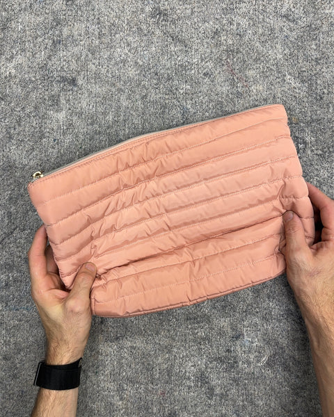 Large Sonia Kashuk Quilted Makeup Bag Pouch in Peach Pink