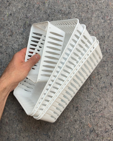 Set Of 5 White Plastic Storage Baskets