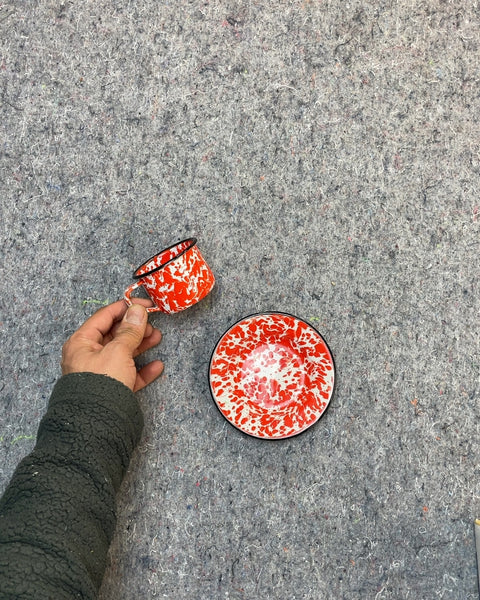 Enamelware Espresso Cup & Saucer