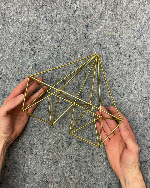 Geometric Gold Wire Tabletop Sculpture