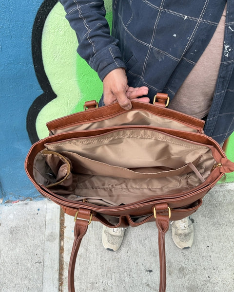 LIFEAMAR Leather Laptop Tote Bag