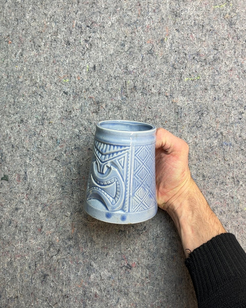 Blue Ceramic Tiki Mug
