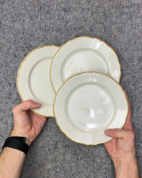 Three Cool Homer Laughlin Scalloped Edge Dessert Plates