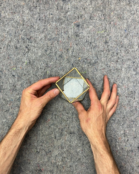 Geometric Glass and Brass Terrarium