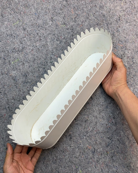 White Scalloped Metal Planter