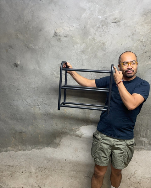 Black Metal Three-Tier Storage Rack, 16x16-36"