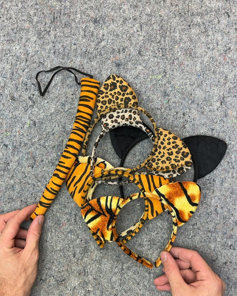 Animal Print Headbands and Tail Set For Toddlers