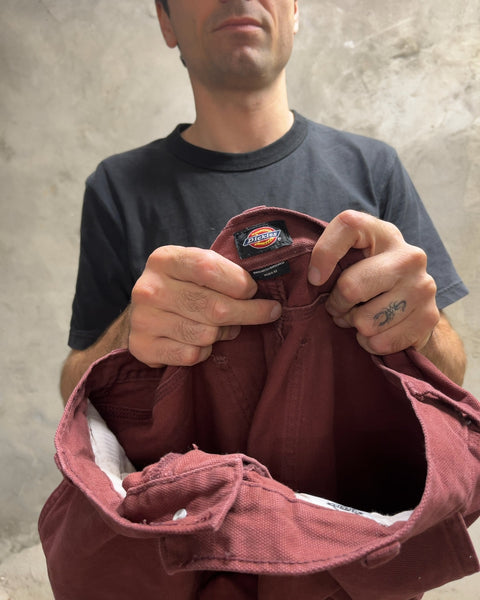 Dickies Maroon Duck Canvas Carpenter Pants, Size W36/L32