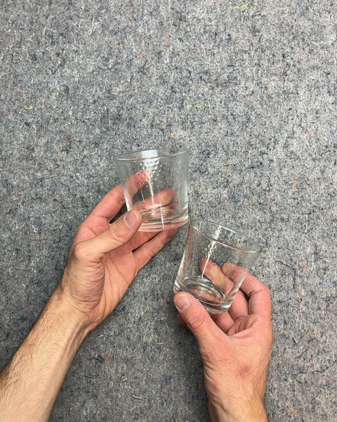 Set of 2 Clear Glass Short Drinking Glasses