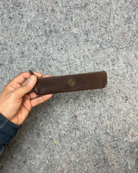 Navy Leather Zippered Pencil Case